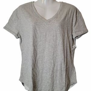 Daily Ritual Womens Grey V Neck T Shirt Size M